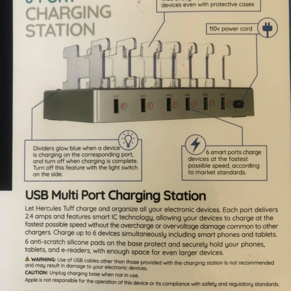 6-port usb IPhone/tablet charging station